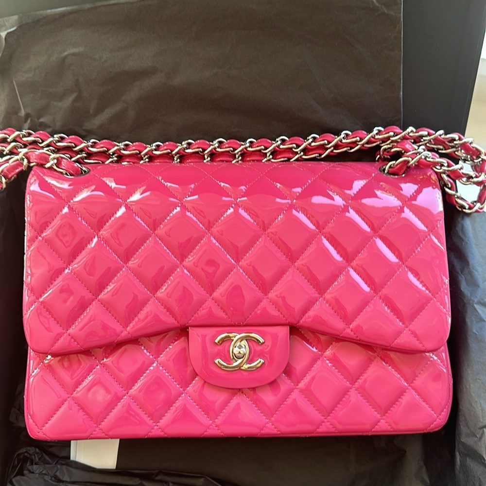 Chanel Jumbo Pink Patent - like new